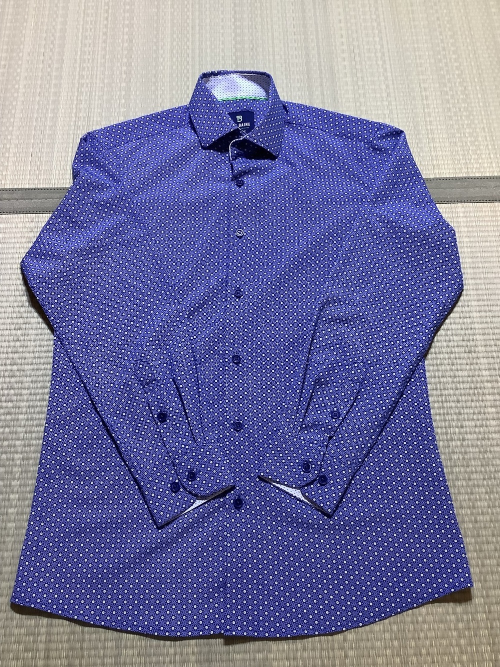 Tom Baine Performance Collection Slim Fit LS Button Front Shirt Small Microdot